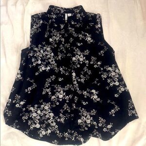 Elle Floral Black/White Sleeveless Blouse Top